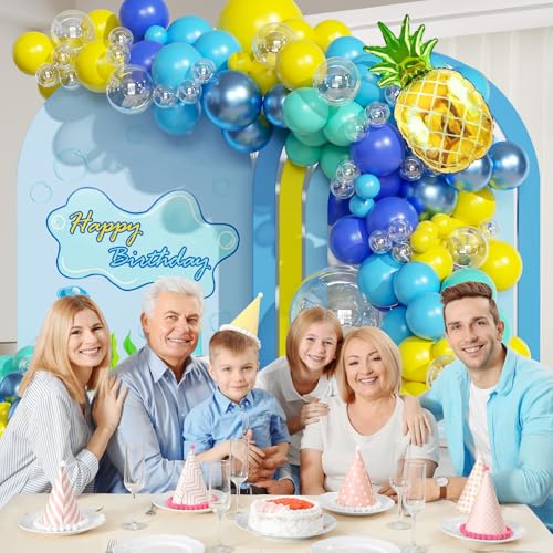147pcs Cartoon Pineapple Balloon Arch Kit - Blue & Yellow