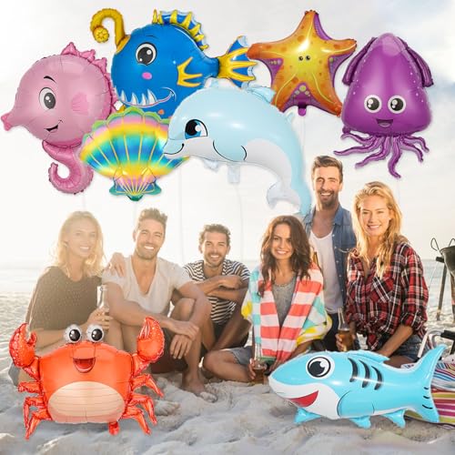 8 Sea Animal Balloons for Ocean Themed Baby Shower Decorations