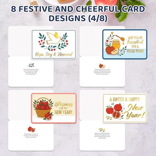 24 Pack Gold Foil Rosh Hashanah Greeting Cards - 4x6in