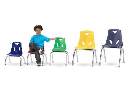 Jonti-Craft Berries 8142JC1008 Stacking Chair with Chrome-Plated Legs, 12" Height, Red