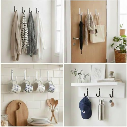 5-Pack Metal Wall Hooks Heavy Duty 22lb Capacity for Coat Towel Bag