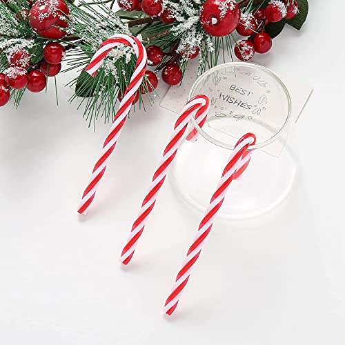 16pcs Christmas Candy Cane Ornaments - Red & White Plastic Decor