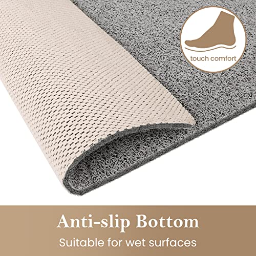 SoftDuo Non-Slip Shower Mat 24" x 16" - Soft Tub Mat in Grey