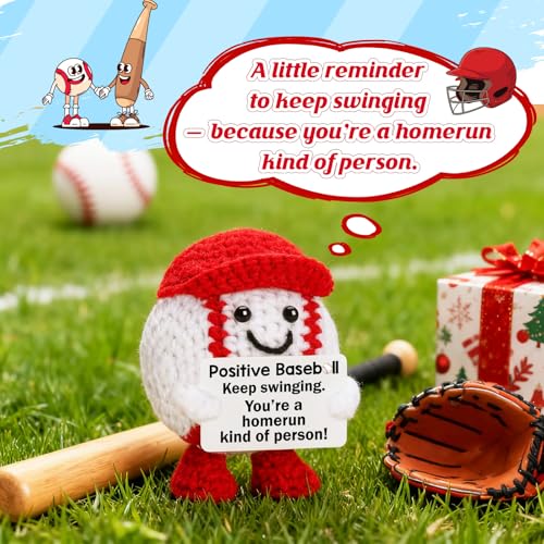 Handmade Crochet Baseball Gift with Inspirational Message for Teen Boys