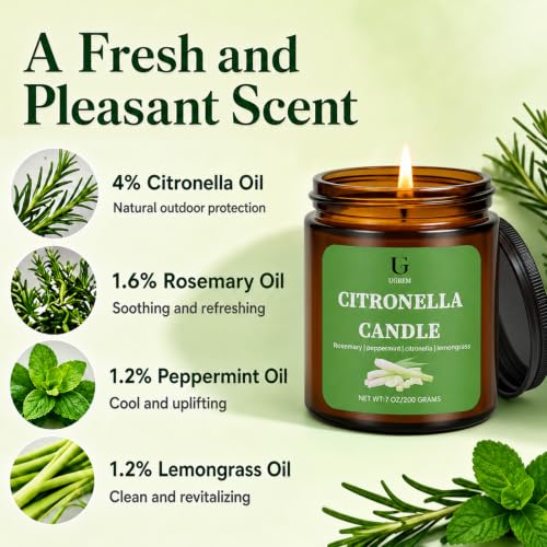 Citronella Candles Outdoor 7oz 1 Pack for Patio & Camping