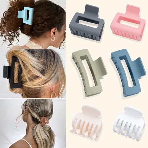 GlowMyst 9-Piece Matte Hair Claw Clips Set for Thick and Thin Hair