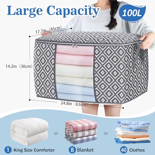 StorageTastic 100L Foldable Clothing Storage Bags - 3 Pack, Gray