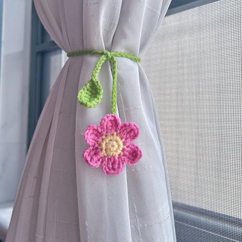 TUCEWP Handmade Crochet Pink Flower Bookmark for Book Lovers and Readers