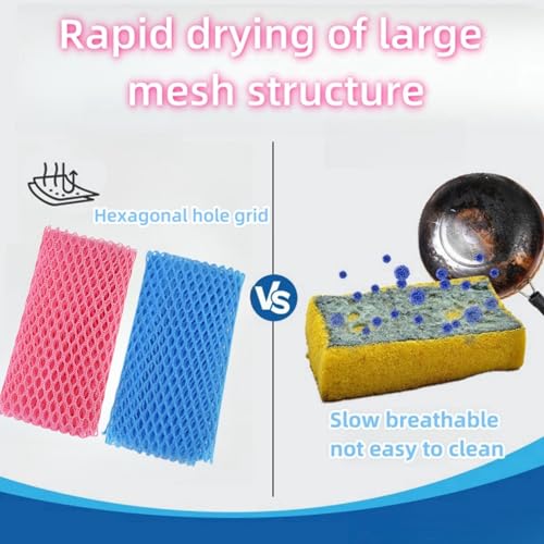4 Pack Non-Scratch Dish Scrubbers - Odorless Mesh Cleaning Pads
