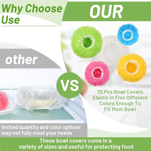 70 Pcs Reusable Bowl Covers Set - 5 Sizes for Food Storage