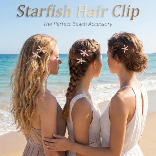 5-Piece Starfish Pearl Crystal Hair Clips Beach Wedding Hair Accessories