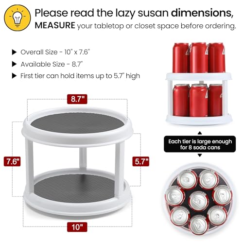 LANDNEOO 10-Inch 2-Tier Lazy Susan Turntable Spice Organizer for Cabinet