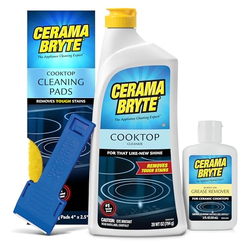 Cerama Bryte Ceramic Cooktop Cleaner Value Kit with Scraper and Pads