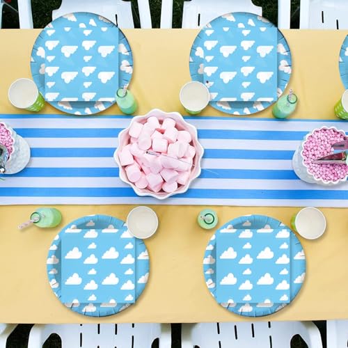 40Pcs Blue Sky White Clouds Birthday Party Set - Plates & Napkins