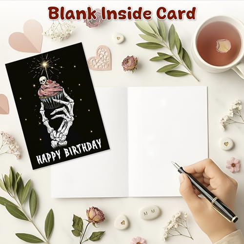 Gothic Skeleton Birthday Card 5x7 - Spooky Party Design