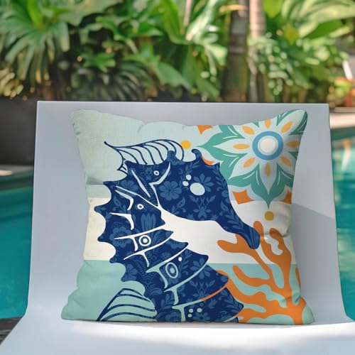 Fahrendom Under The Sea Throw Pillow Covers, 18x18 Marine Life, Set of 4