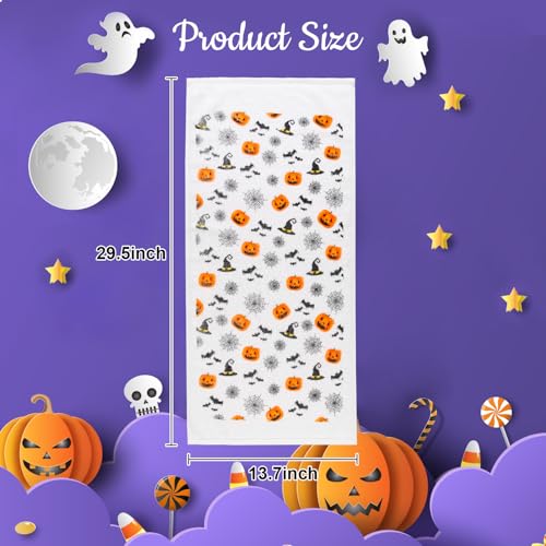 Halloween 2 Pack Cotton Hand Towels - Scary Pumpkin & Spider Web Design