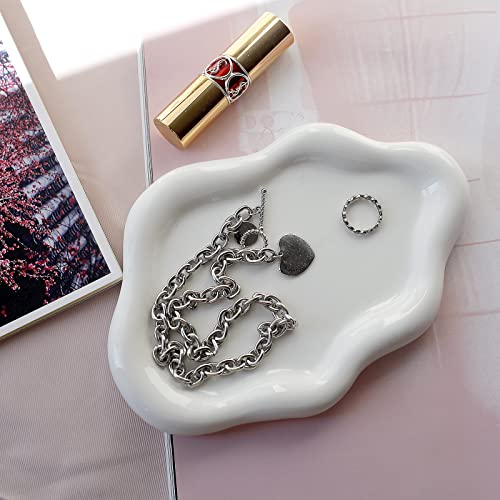 Cloud Jewelry Tray - White Ceramic Trinket Dish for Rings & Vanity