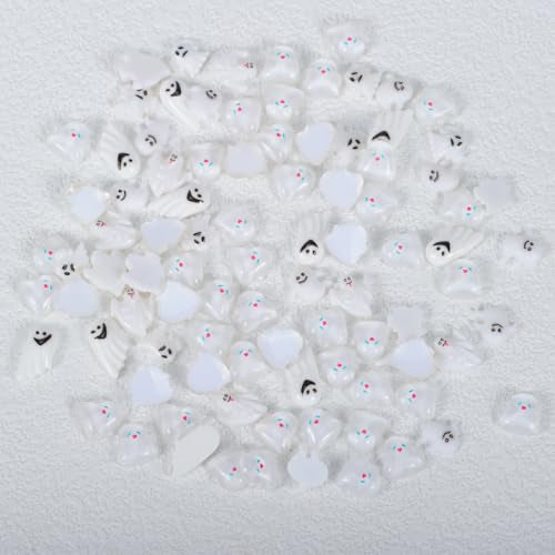 MOLILON 3D White Ghost Resin Nail Charms for Halloween Manicure Art