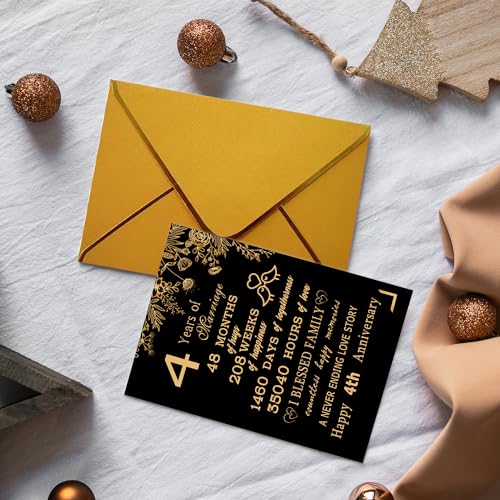 Sutjxc 4th Wedding Anniversary Card for Husband Wife, 5x7 Inches