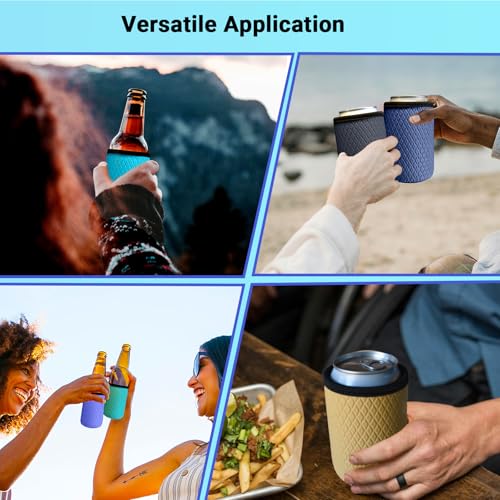 Klyrith 6 Pack 12 oz Insulated Can Cooler Sleeves - Reusable Neoprene Drink Holders
