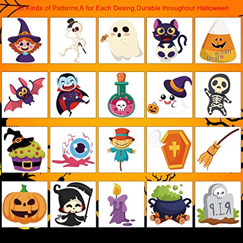 FINGOOO Halloween Temporary Tattoos for Kids - 120 Pcs Waterproof Party Favors