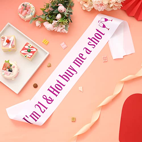 Rose Gold 21st Birthday Sash for Women - I'm 21 & Hot