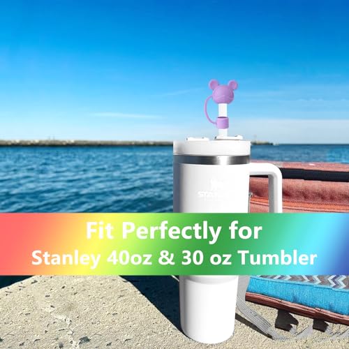 5 Pack Bear Straw Covers for Stanley 30 & 40 oz Tumblers - Reusable Silicone Toppers