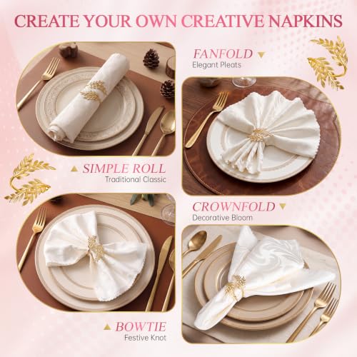 Gold Wheat Metal Napkin Rings Set of 50 for Weddings & Events