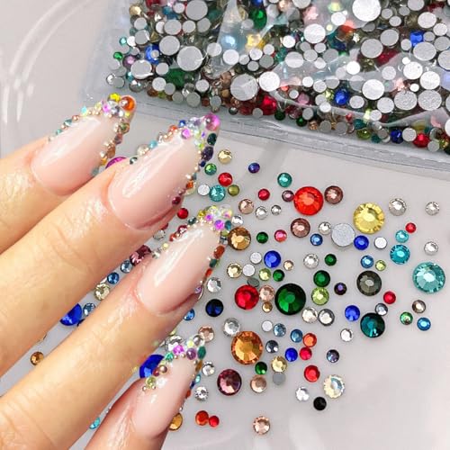 1140Pcs Colorful Nail Rhinestones 3D Flat Back Gems for Acrylic Art