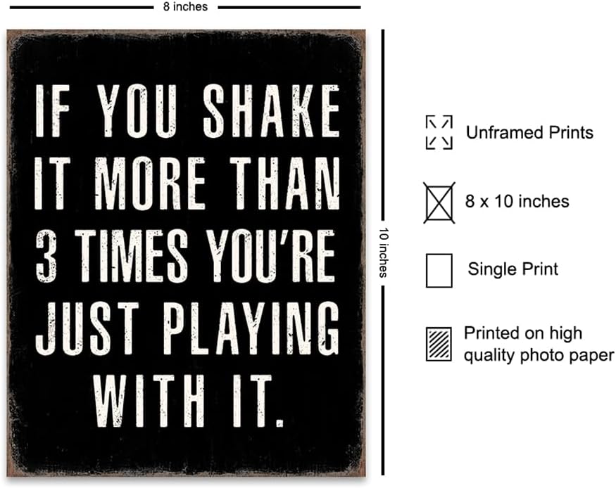 Skiennix Bathroom Wall Decor - Rustic Black Funny Sayings | Cute Sarcastic Gifts for Him - Small Masculine Art Print