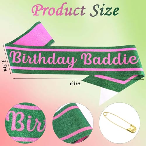 Birthday Baddie Sash Pink and Green Witch Themed Party Accessory