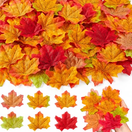 Green Fake Fall Leaves 400 Pcs Autumn Maple Leaf Decor for DIY & Weddings