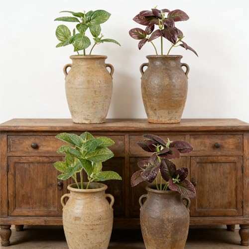 Hoement 4-Pack Artificial Faux Greenery Plant Leaves for Indoor Home Decor