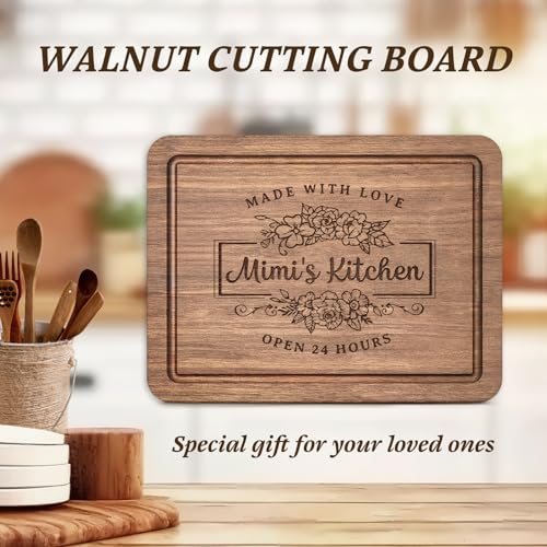 Wood Walnut Cutting Board for Kitchen - Personalized Mimi Gift - 11x8.5 Inch - Gift for Mimi