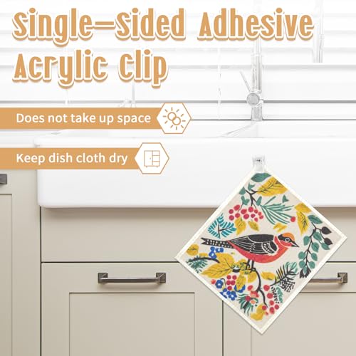 Swedish Dishcloths Set - 6-Pack Reusable Kitchen Towels with Clips
