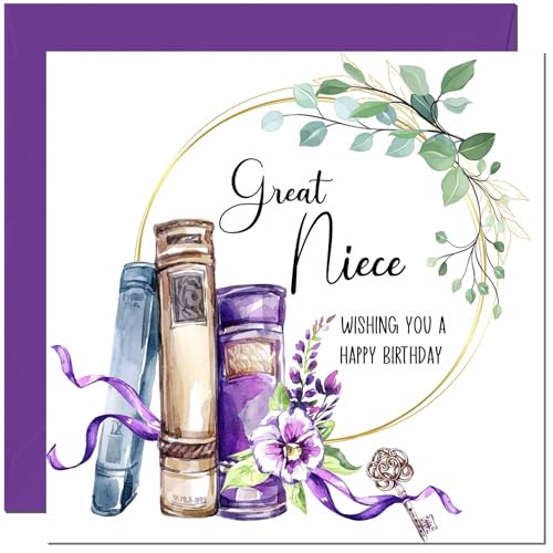 Great Niece Birthday Card - Floral Watercolour Design with Envelope