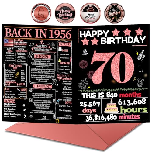 Joycard 70th Birthday Card for Women, 1956 Milestone Greeting Card