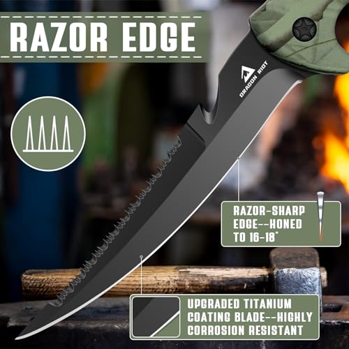 Dragon Riot 5-Inch Bait & Fillet Knife, Black Stainless Steel for Fishing