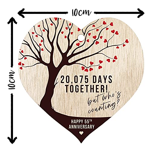 55th Anniversary Wooden Heart Plaque Keepsake Gift by Stuff4