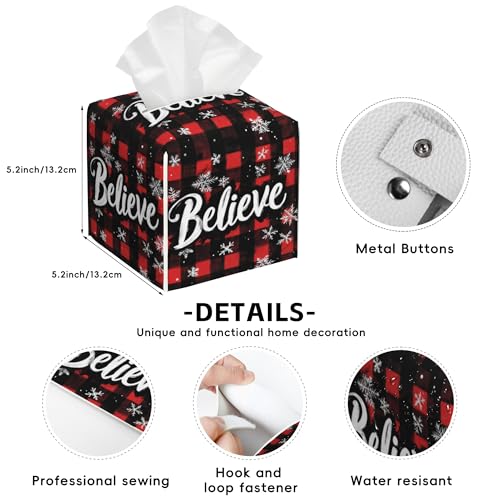 Stylish Leather Tissue Box Cover - 5.2" Square Holder
