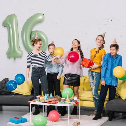 TONIFUL 40 Inch Sage Green Number 1 Balloon for Birthday Graduation Wedding Party Decor
