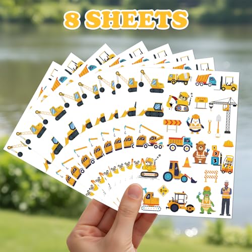 INCOK Construction Temporary Tattoos - 8 Sheets Party Favors