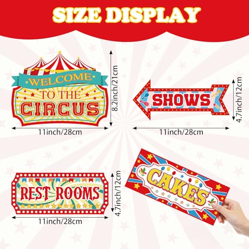 24-Pack Circus Directional Signs for Kids Carnival Party