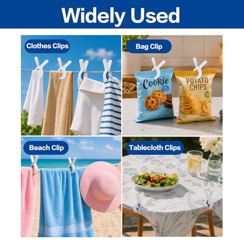 QmutGUiL Beach Towel Clips for Chairs - 10 Pack, White Heavy-Duty Clips