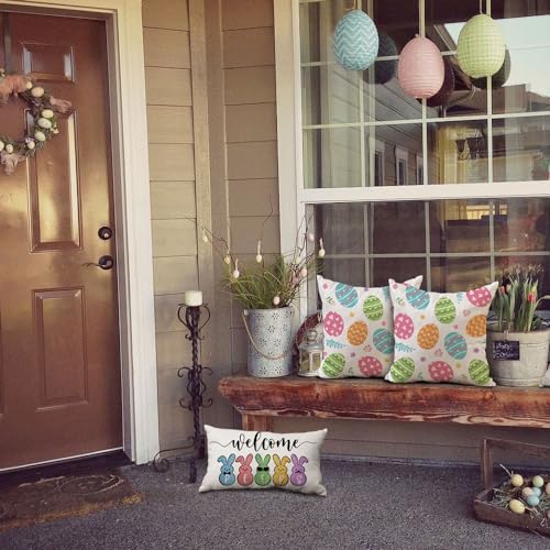 Easter Egg Throw Pillow Covers 18x18 Set of 2, Decorative Spring Sofa Decor