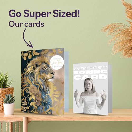 Majestic Gold Lion Birthday Card for Father | 5x7 Inch Greeting