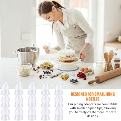 15-Pack Clear Plastic Piping Bag Couplers for Cake Decorating