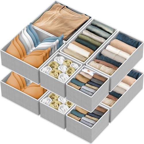 Foldable Drawer Organizer Set of 12 - 4L/4M/4S - Gray