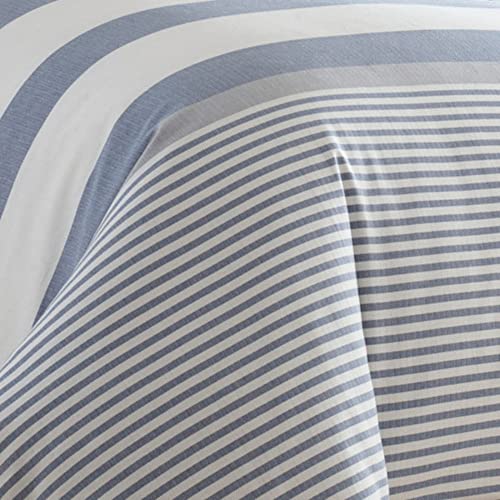 Nautica - Twin Comforter Set, Reversible Cotton Bedding with Matching Sham, Medium-Weight, Dorm Essentials, Oeko-Tex Certified (Fairwater Blue)